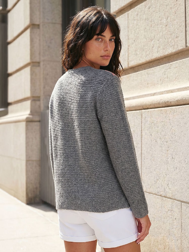 Roman Grey Colour Block Knit Scarf - Image 3 of 3