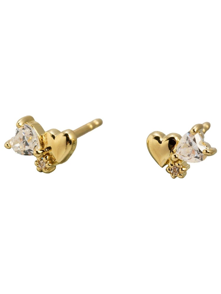Oliver Bonas Gold Tone Estelle Heart Cluster Gold Plated Stud Earrings - Image 3 of 3 Oliver Bonas Gold Tone Estelle Heart Cluster Gold Plated Stud Earrings - Image 3 of 3