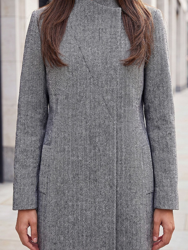Roman Black Funnel Neck Coat - Image 2 of 4 Roman Black Funnel Neck Coat - Image 2 of 4