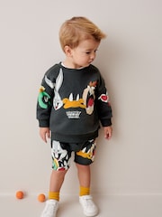 Charcoal Grey Looney Tunes Crew Sweatshirt and Shorts Set (3mths-8yrs) - Image 1 of 7