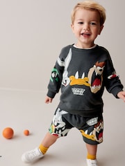Charcoal Grey Looney Tunes Crew Sweatshirt and Shorts Set (3mths-8yrs) - Image 2 of 7