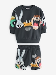 Charcoal Grey Looney Tunes Crew Sweatshirt and Shorts Set (3mths-8yrs) - Image 5 of 7