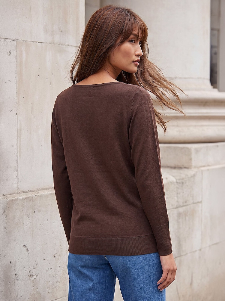 Roman Brown Floral Hotfix Knit Jumper - Image 2 of 4