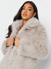 PixieGirl Petite Natural Long Faux Fur Coat - Image 4 of 4