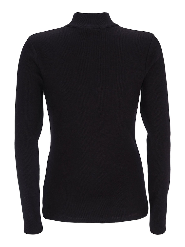 Mint Velvet Black Rouleau Button Cotton Rich Top - Image 3 of 3