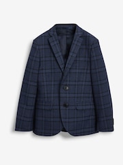 Navy Blue Skinny Fit Navy Blue Check Suit Jacket (12mths-16yrs) - Image 4 of 5