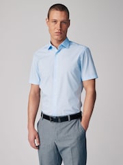 White/Blue/Pink Slim Fit Easy Care Short Sleeve Smart Shirts 3 Pack - Image 2 of 11