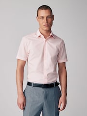 White/Blue/Pink Slim Fit Easy Care Short Sleeve Smart Shirts 3 Pack - Image 3 of 11