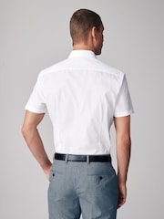 White/Blue/Pink Slim Fit Easy Care Short Sleeve Smart Shirts 3 Pack - Image 5 of 11