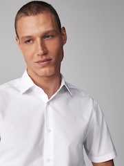 White/Blue/Pink Slim Fit Easy Care Short Sleeve Smart Shirts 3 Pack - Image 6 of 11