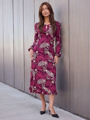 Roman Red Floral Keyhole Dress - Image 2 of 4