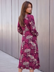 Roman Red Floral Keyhole Dress - Image 3 of 4