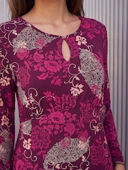 Roman Red Floral Keyhole Dress - Image 4 of 4