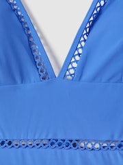 Reiss Light Blue Rita Lattice Halter Neck Swimsuit - Image 6 of 6