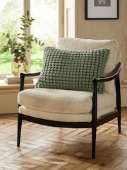 Sage Green 40 x 59cm Global Bobble 100% Cotton Cushion - Image 1 of 7