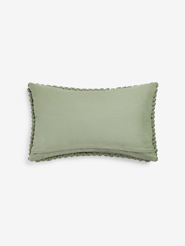 Sage Green 40 x 59cm Global Bobble 100% Cotton Cushion - Image 7 of 7
