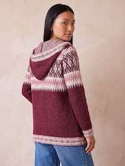 Roman Red Hooded Jacquard Zipped Cardigan - Image 3 of 4