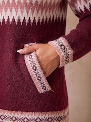 Roman Red Hooded Jacquard Zipped Cardigan - Image 4 of 4