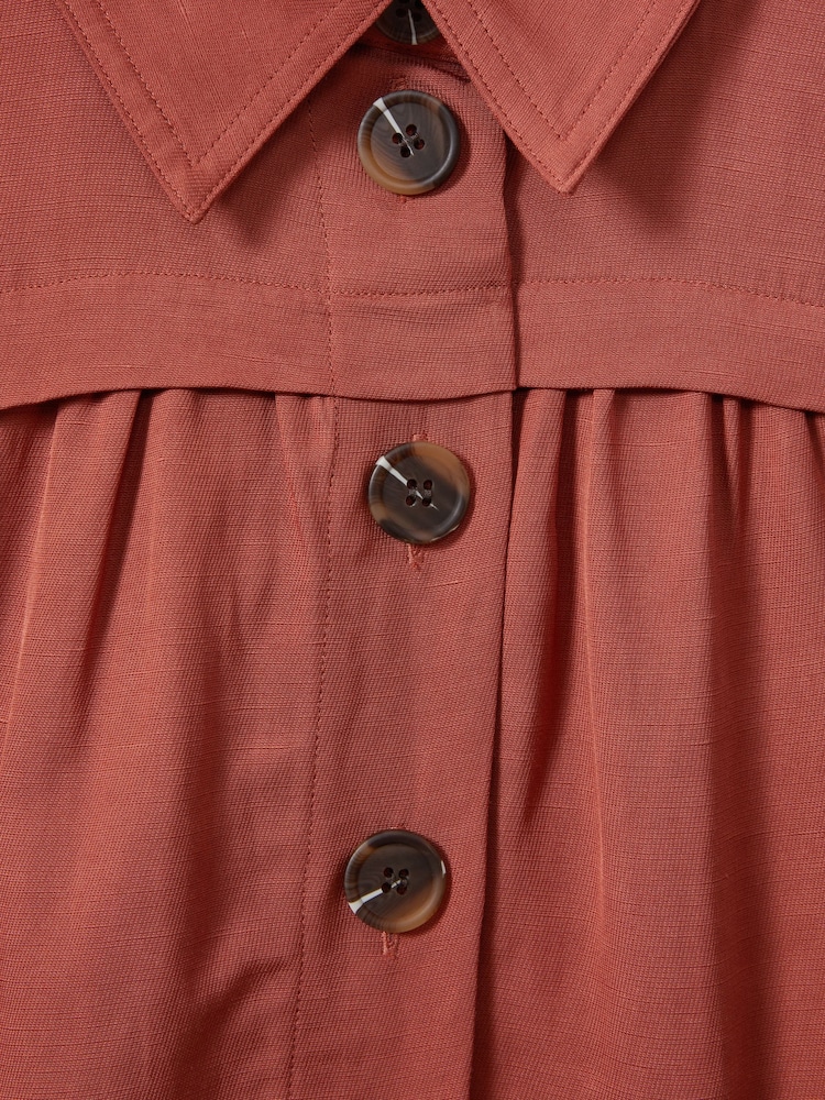 Reiss Rust Heidi Viscose-Linen Belted Midi Dress - Image 5 of 5