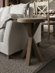 K Interiors Brown Embleton Solid Wood Round Side Table - Image 1 of 4