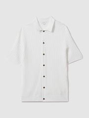Reiss Optic White Murray Textured Knitted Shirt - Image 2 of 6