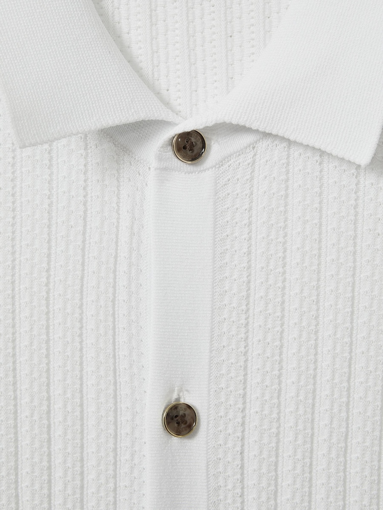 Reiss Optic White Murray Textured Knitted Shirt - Image 6 of 6