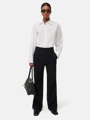 Jigsaw Black Crepe Split Hem Trousers - Image 1 of 6