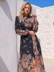 Roman Orange Floral Border Dress - Image 1 of 4