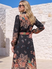 Roman Orange Floral Border Dress - Image 2 of 4