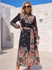 Roman Orange Floral Border Dress - Image 3 of 4