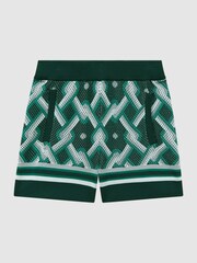 Reiss Green Multi Jack 9-13 yrs Knitted Elasticated Waistband Shorts - Image 2 of 6