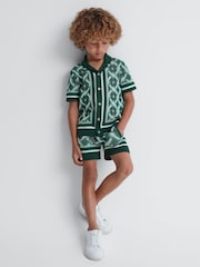 Reiss Green Multi Jack 9-13 yrs Knitted Elasticated Waistband Shorts - Image 3 of 6