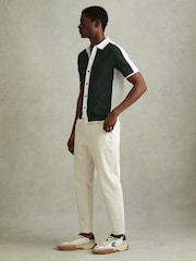 Reiss Green/Optic White Misto Cotton Blend Open Stitch Shirt - Image 3 of 6