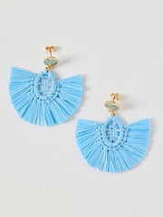 Oliver Bonas Blue Farley Blue Woven Semi-Circle Statement Earrings - Image 1 of 3