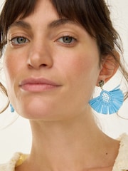 Oliver Bonas Blue Farley Blue Woven Semi-Circle Statement Earrings - Image 3 of 3