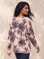 Roman Pink Floral Printed Fluffy Jumper - Image 2 of 4