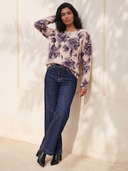 Roman Pink Floral Printed Fluffy Jumper - Image 3 of 4