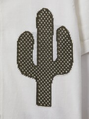Reiss Ecru/Green Takla 9-13 yrs Knitted Cactus Cuban Collar Shirt - Image 4 of 4