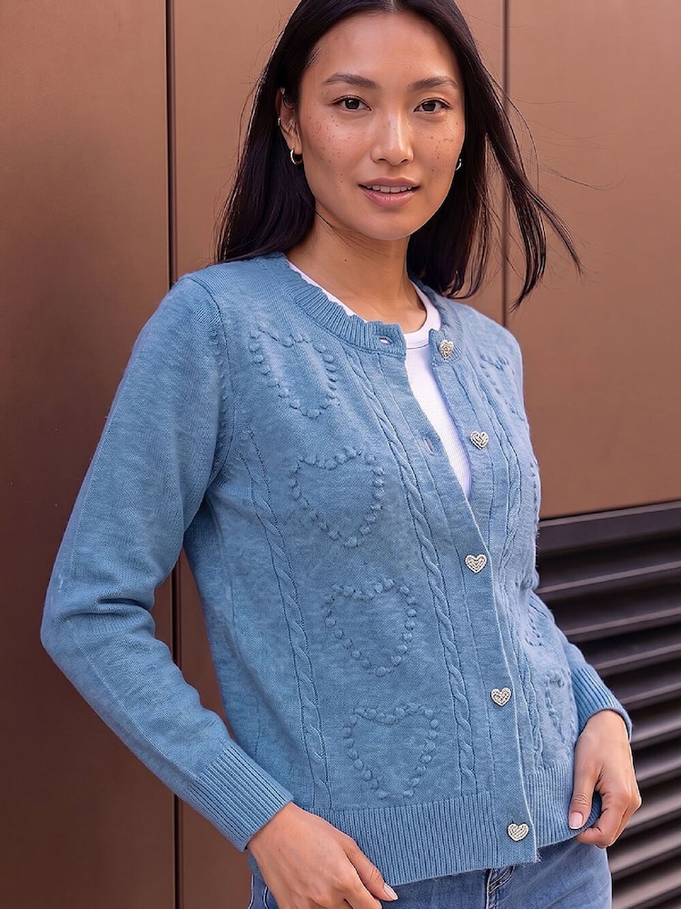 Roman Blue Heart Detail Cardigan - Image 2 of 4 Roman Blue Heart Detail Cardigan - Image 2 of 4
