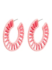 Oliver Bonas Pink Celina Woven Hoop Earrings - Image 2 of 3