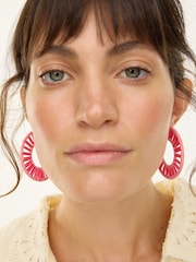 Oliver Bonas Pink Celina Woven Hoop Earrings - Image 3 of 3