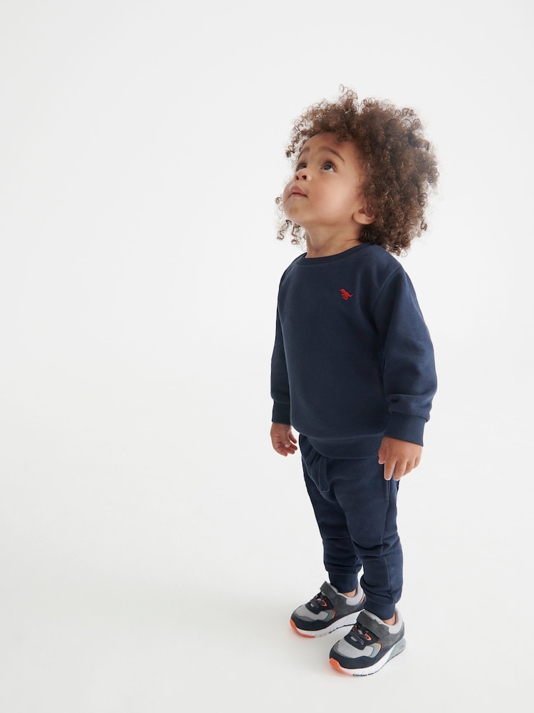 Azul marinho - Conjunto de camisola e joggers em jérsei (3meses a7anos) - Imagem 2 de 8