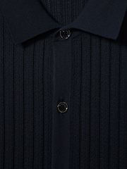 Reiss Navy Murray Textured Knitted Shirt - Image 6 of 6