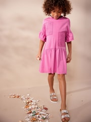 Pink Crochet Embellished Short Sleeve Jersey Dress (3-16yrs) - Image 2 of 7