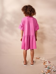 Pink Crochet Embellished Short Sleeve Jersey Dress (3-16yrs) - Image 3 of 7