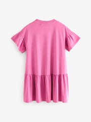 Pink Crochet Embellished Short Sleeve Jersey Dress (3-16yrs) - Image 6 of 7
