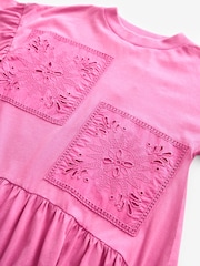 Pink Crochet Embellished Short Sleeve Jersey Dress (3-16yrs) - Image 7 of 7