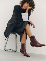 Burgundy Red Standard fit Forever Comfort® Metal Heel Leather Ankle Boots - Image 1 of 9
