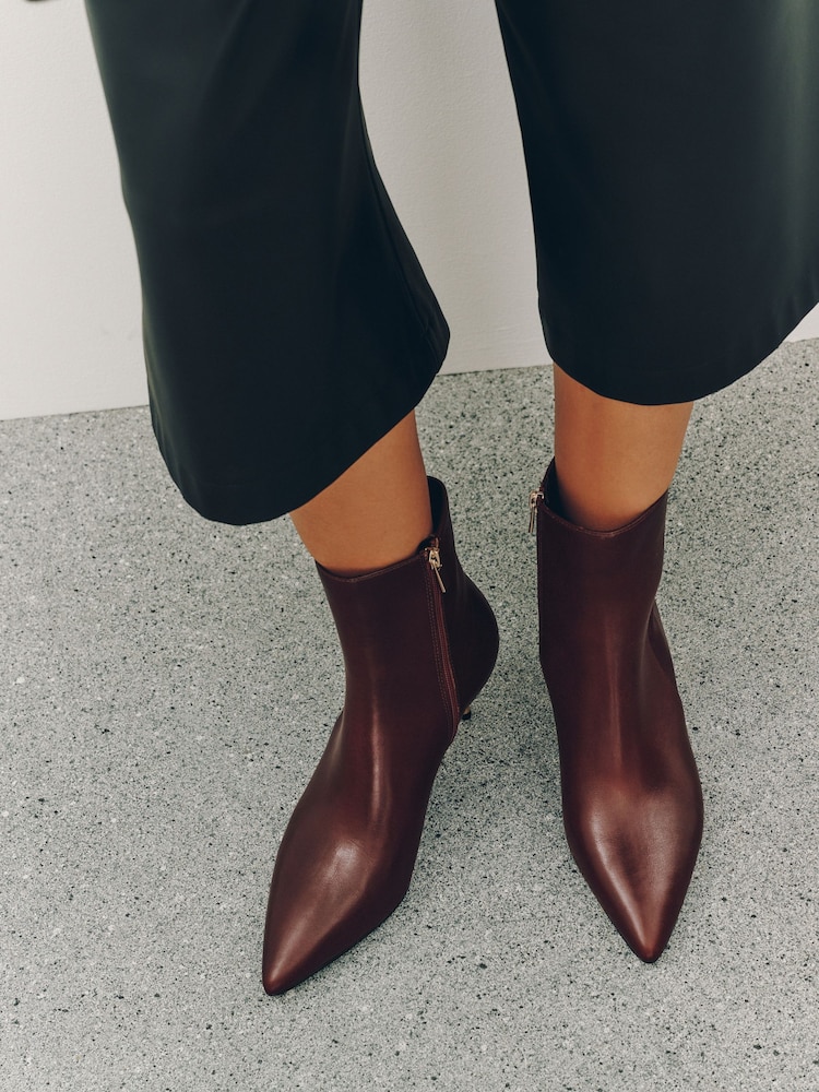 Burgundy Red Standard fit Forever Comfort® Metal Heel Leather Ankle Boots - Image 2 of 9 Burgundy Red Standard fit Forever Comfort® Metal Heel Leather Ankle Boots - Image 2 of 9