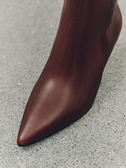 Burgundy Red Standard fit Forever Comfort® Metal Heel Leather Ankle Boots - Image 4 of 9